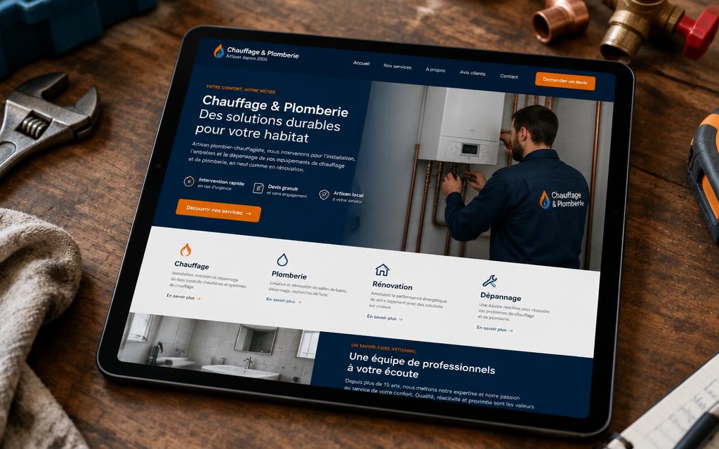Site d'un artisan chauffagiste construit par Prospective Trends